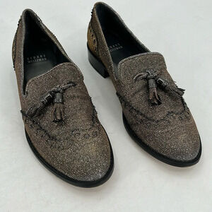 Stuart Weitzman Guy Thiing Tassel Loafers in Pyrite Nocturn - Size 6 1/2M